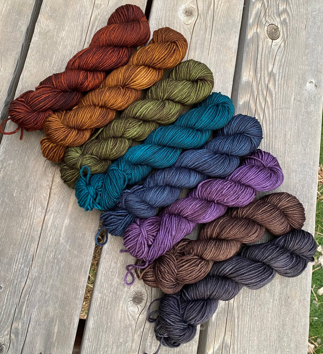 Hazel DK - Subterranean Rainbow Gradient Set of (8) 2 oz skeins