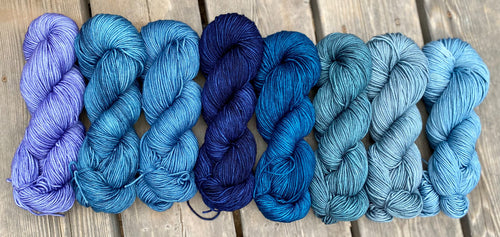 Hazel DK - Single Skeins in Blue Semisolids