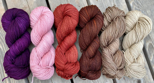 Juniper DK - Single Skeins-- Purple, Pink, Browns, Tan Semisolids